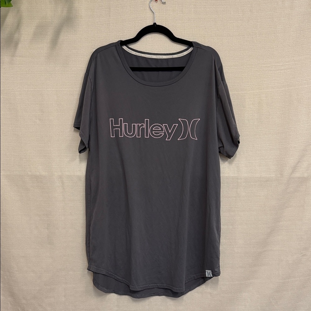 Oversized Hurley Charcoal Tee with Logo